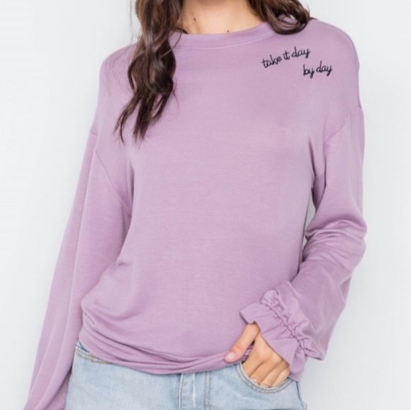 💜Soft Purple "Take It Day By Day" Top - Picture 2 of 7